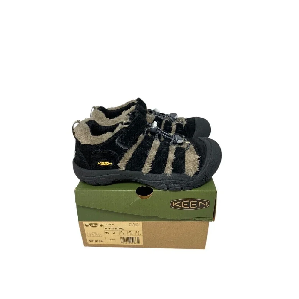Keen Newport Shoe Youth Size 2 US Black TPS Big Foot Gold